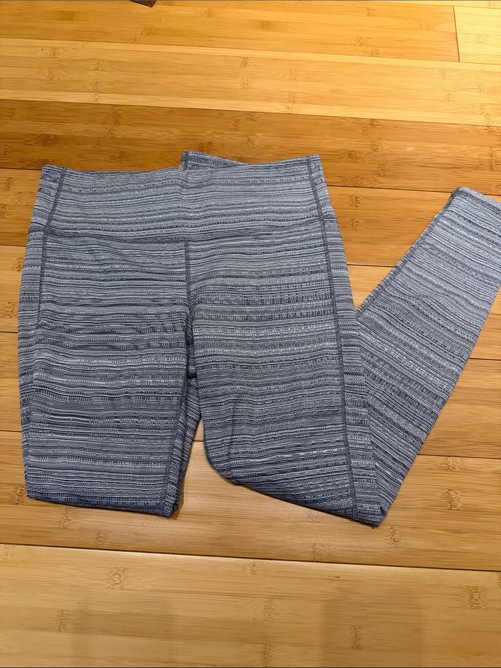Athleta Blue Gray Striped Leggings